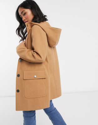 camel coat with hood