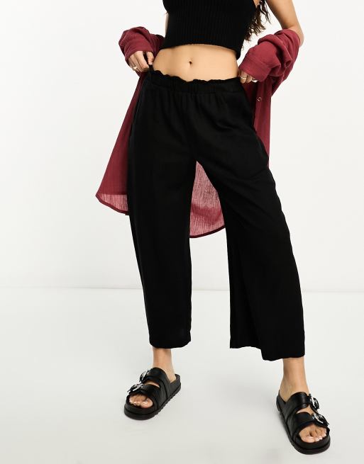 ASOS DESIGN Petite – Hosenrock in Schwarz mit Leinenanteil, 4 von 4