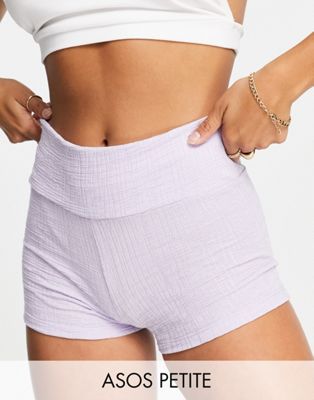 ASOS DESIGN Petite hot pant legging short in lilac texture  - ASOS Price Checker