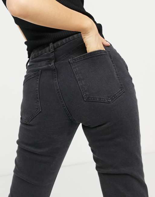 ASOS DESIGN Petite - Hourglass Farleigh - Jean mom slim à taille haute - Noir délavé, 3 de 4