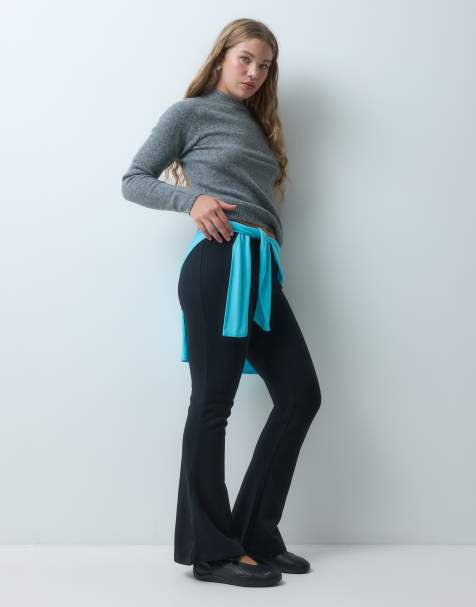 ASOS DESIGN Petite Interlock flared trouser in black - view 1