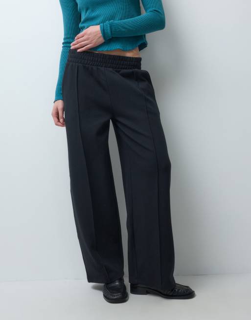 ASOS DESIGN Petite interlock jogger met plooi in zwart, 5 van 5