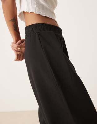 Asos Petite Asos Design Petite Interlock Super Wide Leg Pants In Black