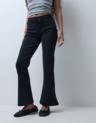 Asos Petite Asos Design Petite Interlock Wide Leg Flare In Black