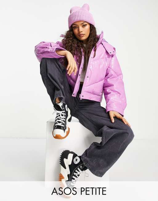 ASOS DESIGN Petite – Jacke mit kurzem Schnitt aus Vinyl in Flieder