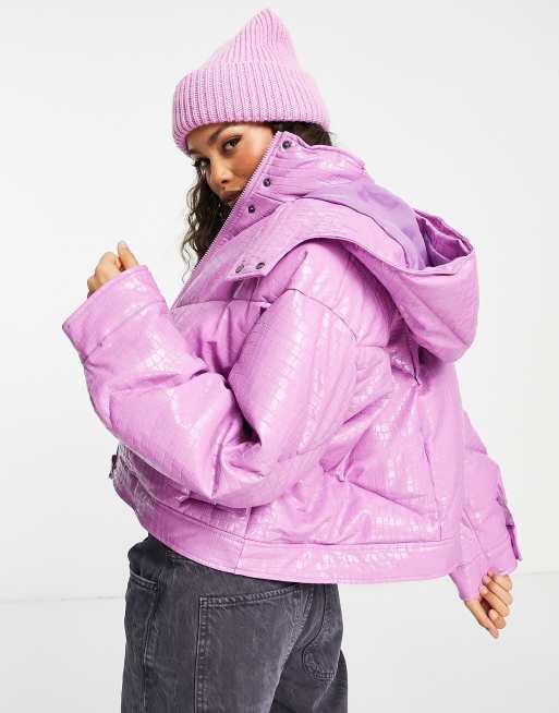 ASOS DESIGN Petite – Jacke mit kurzem Schnitt aus Vinyl in Flieder, 2 von 4