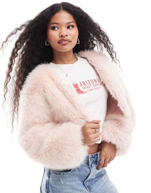 ASOS DESIGN Petite – Jasnoróżowa kurtka z imitacji futra, 2 z 4