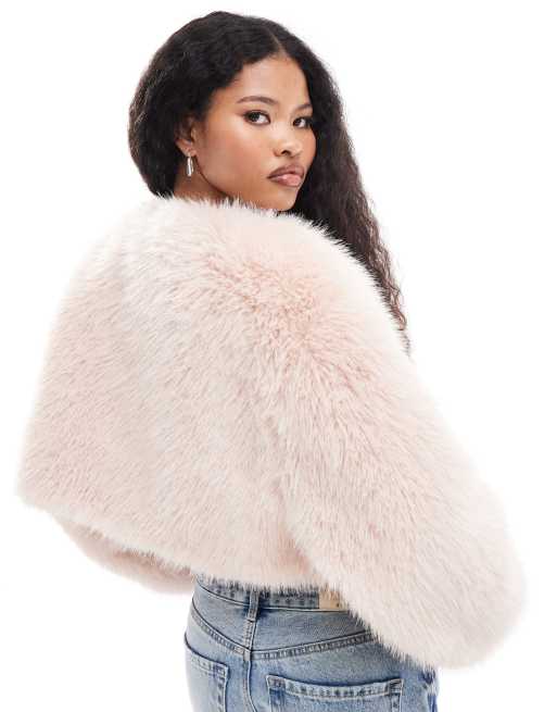ASOS DESIGN Petite – Jasnoróżowa kurtka z imitacji futra, 4 z 4