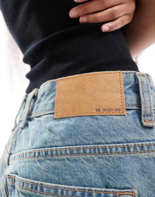 ASOS DESIGN Petite - Jean baggy à taille basse - Bleu pâle vintage , 3 de 5