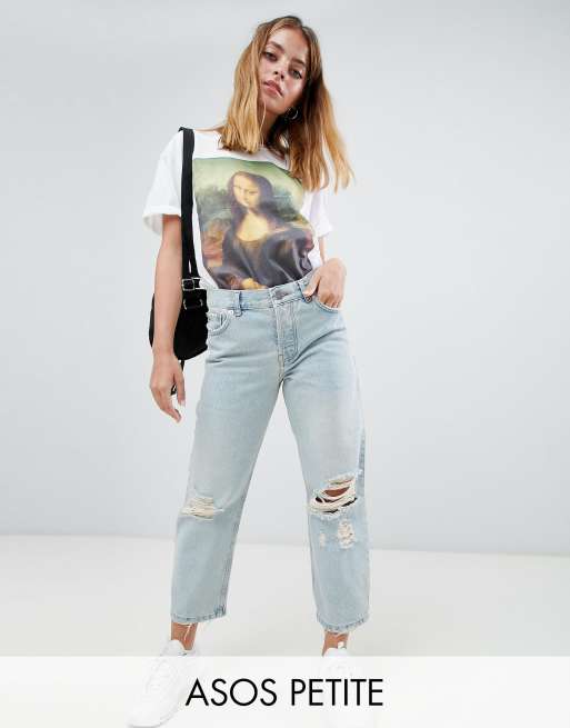 ASOS DESIGN Petite - Jean boyfriend décontracté - Délavage Trinity