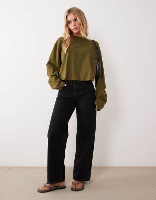 ASOS DESIGN Petite - Jean dad ample - Noir W24 L26