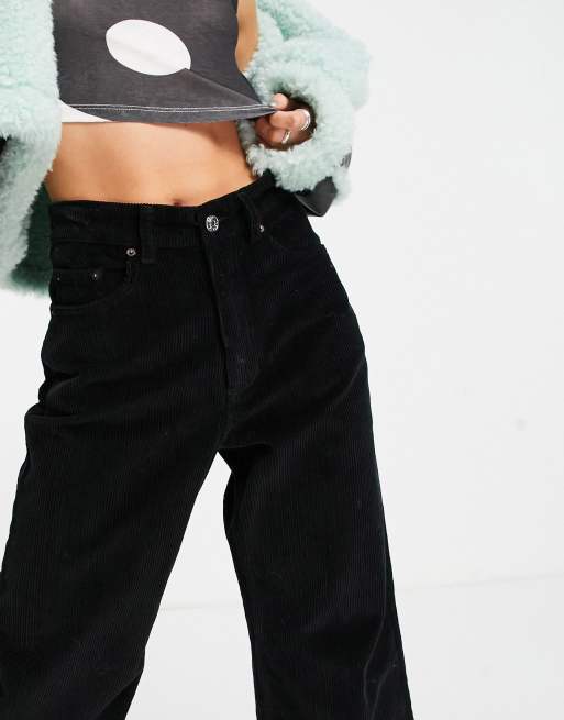 ASOS DESIGN Petite - Jean dad décontracté en velours côtelé taille haute - Noir, 3 de 4