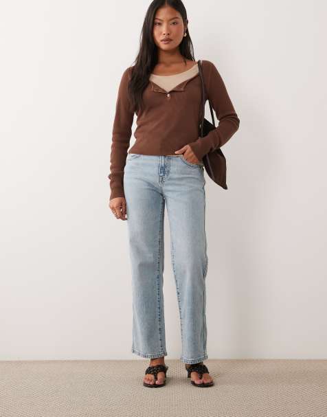 ASOS DESIGN Petite - Jean droit stretch confortable - Délavage clair - view 1
