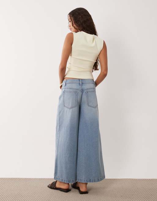 ASOS DESIGN Petite - Jean large longueur cheville avec poche devant - Délavage clair, 3 de 5