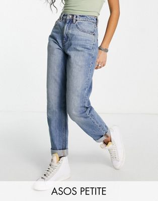 Jeans Design Petite - Jean mom ample à taille haute - Délavage clair