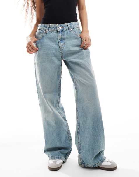 ASOS DESIGN Petite - Jeans ampi a vita bassa blu vintage pallido - view 1