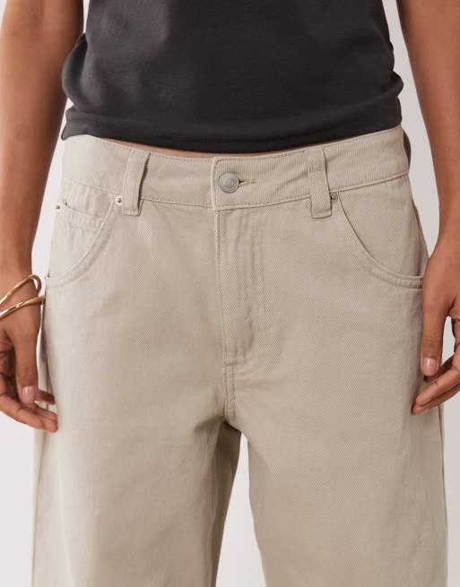 ASOS DESIGN Petite - Jeans ampi a vita bassa colore neutro, 4 di 5