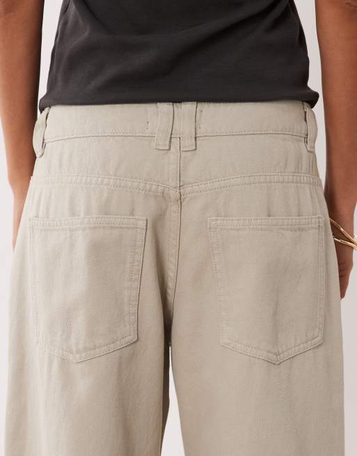 ASOS DESIGN Petite - Jeans ampi a vita bassa colore neutro, 5 di 5