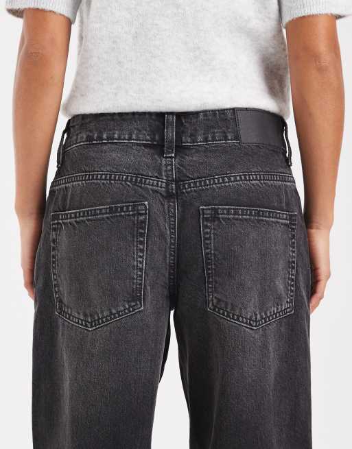 ASOS DESIGN Petite - Jeans ampi a vita bassa nero slavato , 4 di 5