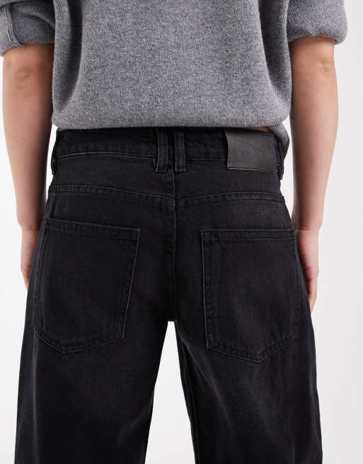 ASOS DESIGN Petite - Jeans ampi a vita bassa nero slavato, 5 di 5