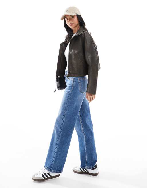 ASOS DESIGN Petite - Jeans comfort dritti elasticizzati blu medio autentico, 3 di 5