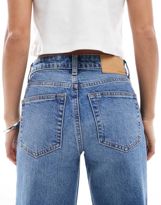 ASOS DESIGN Petite - Jeans comfort dritti elasticizzati blu medio autentico, 4 di 5