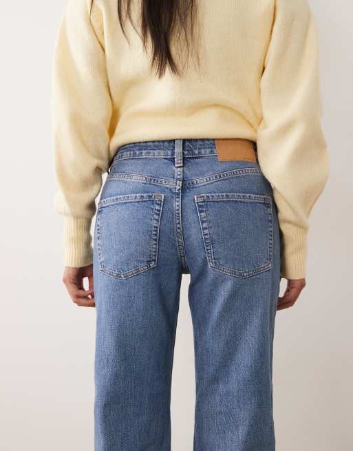ASOS DESIGN Petite - Jeans comfort dritti elasticizzati blu medio autentico, 4 di 5