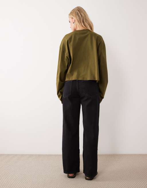 ASOS DESIGN Petite - Jeans dad fit neri a fondo ampio, 2 di 5
