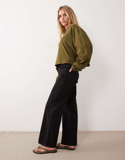 ASOS DESIGN Petite - Jeans dad fit neri a fondo ampio, 3 di 5