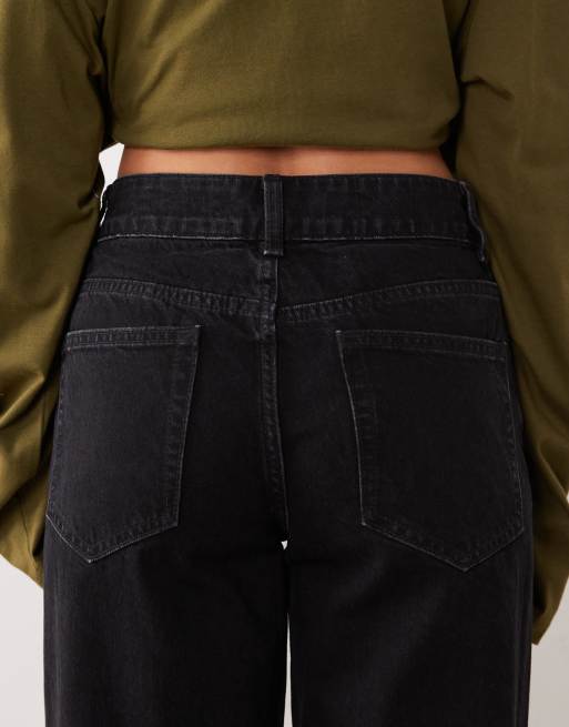ASOS DESIGN Petite - Jeans dad fit neri a fondo ampio, 4 di 5