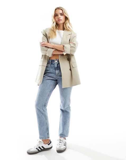 ASOS DESIGN Petite - Jeans dritti blu chiaro a vita media - view 1