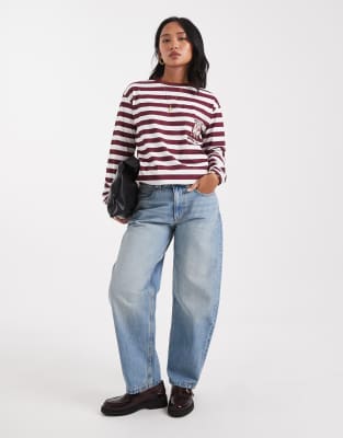 ASOS DESIGN Petite - Jeans in Vintage-Waschung mit schmalem, abgerundetem Beinschnitt-Blau