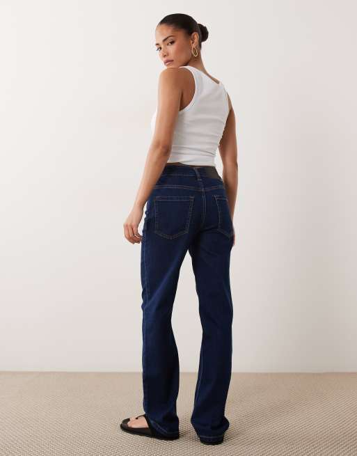 ASOS DESIGN Petite jeans slim dritti lavaggio scuro blu, 3 di 5
