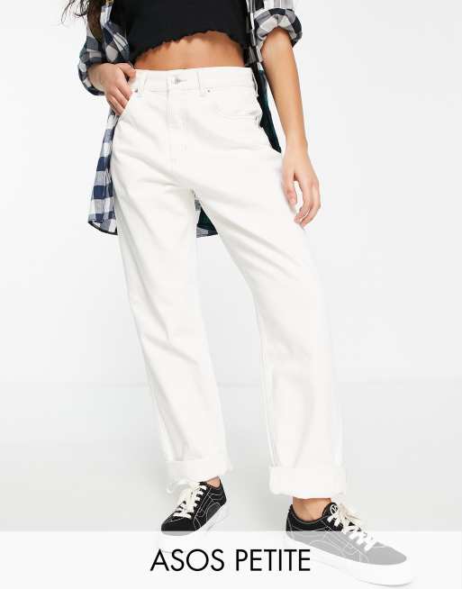 ASOS DESIGN Petite – Jeansy mom fit w kolorze ecru z podwyższonym stanem o bardzo luźnym kroju