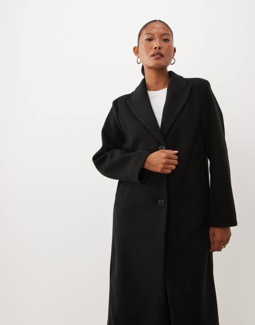ASOS DESIGN Petite jednorzędowy płaszcz narzutowy w czerni, 4 z 4