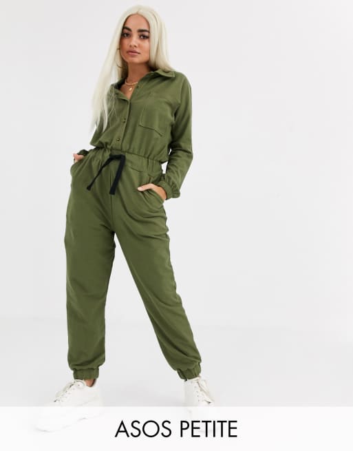 Sleeveless Drawstring One Piece Jumpsuit, Green