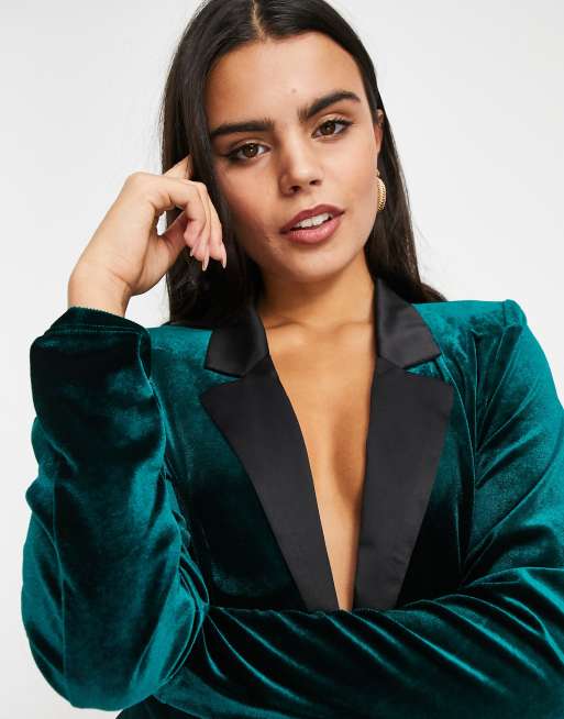 ASOS DESIGN Curve velvet tux suit blazer