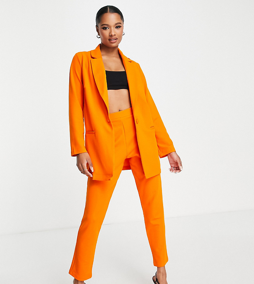 ASOS DESIGN Petite jersey slouch suit blazer in orange-No colour