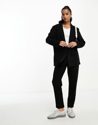 ASOS DESIGN Petite jersey slouchy suit blazer in black