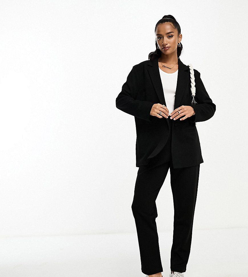Asos Design Petite Jersey Slouchy Suit Blazer In Black