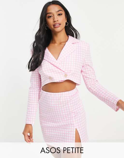 Pink houndstooth outlet blazer