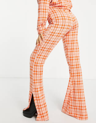 plaid pants orange