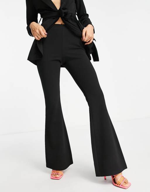 ASOS DESIGN Petite jersey suit kickflare pants in black