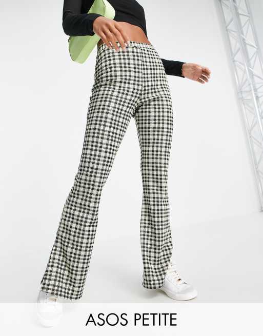 ASOS DESIGN Petite jersey suit kickflare pants with side split in lime check