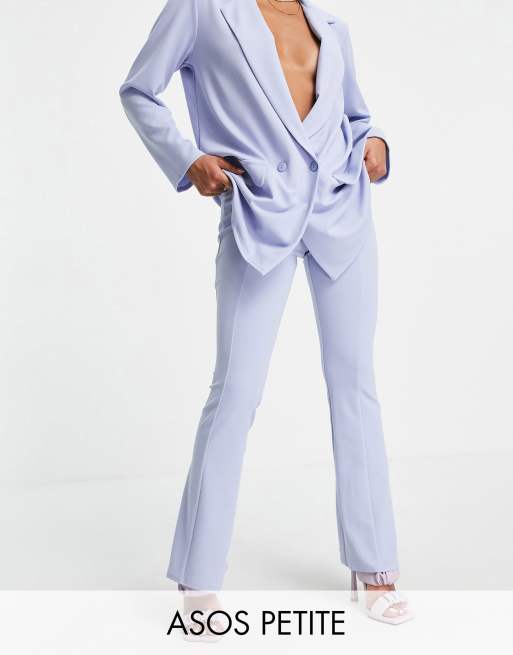 ASOS DESIGN Petite jersey suit low rider baby kick flare trousers in lavender blue