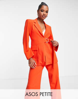 Asos Petite Asos Design Petite Jersey Suit Utility Blazer With D-ring Detail In Red