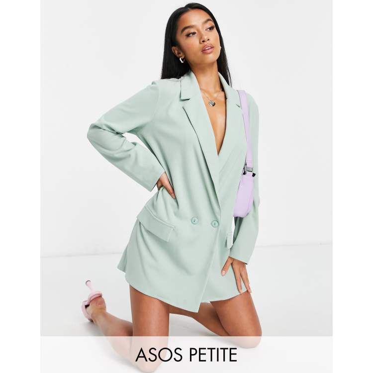 ASOS DESIGN Petite jersey supersized boyfriend suit blazer in sage