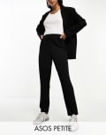 [ASOS Petite] ASOS DESIGN Petite jersey tapered suit pants in black 2 Black