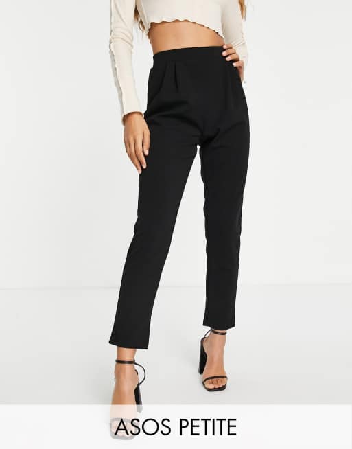 ASOS DESIGN Petite jersey tapered suit pants in black ASOS