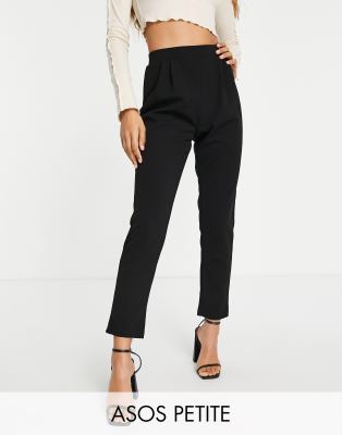 ASOS DESIGN Petite jersey tapered suit trousers in black | ASOS